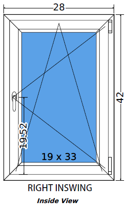 28"x42" Single Sash European uPVC Tilt and Turn Window
