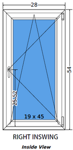 28"x54" Single Sash European uPVC Tilt and Turn Window