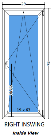 28"x72" Single Sash European uPVC Tilt and Turn Window