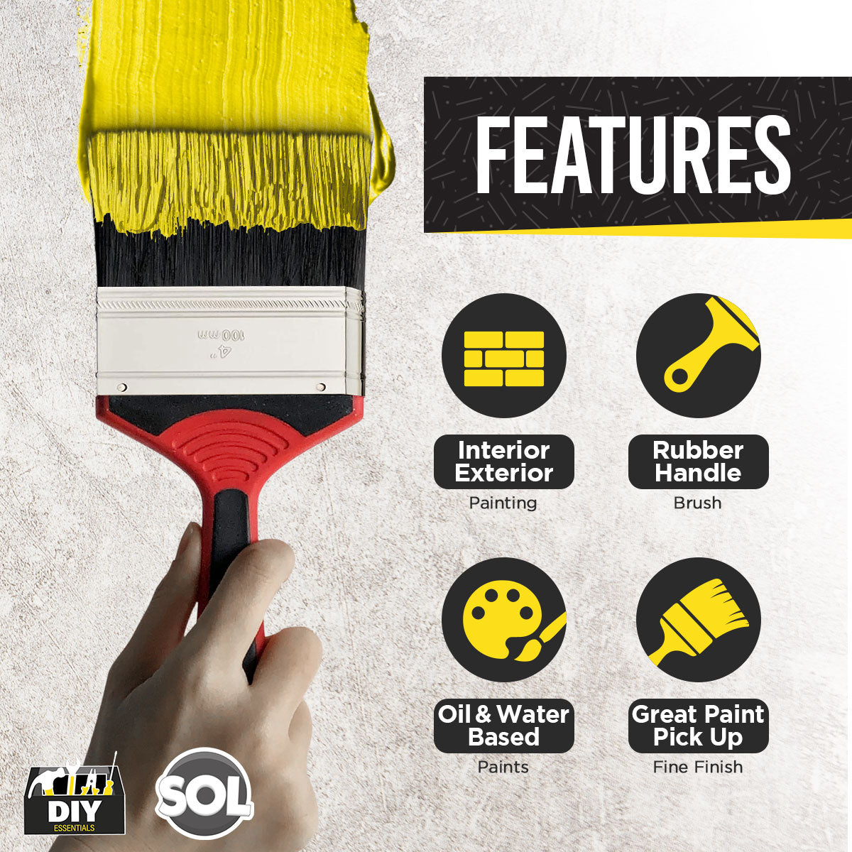 Paint Brush 4 Inch | Wall & Fence Decorating Tool | 2 Pack