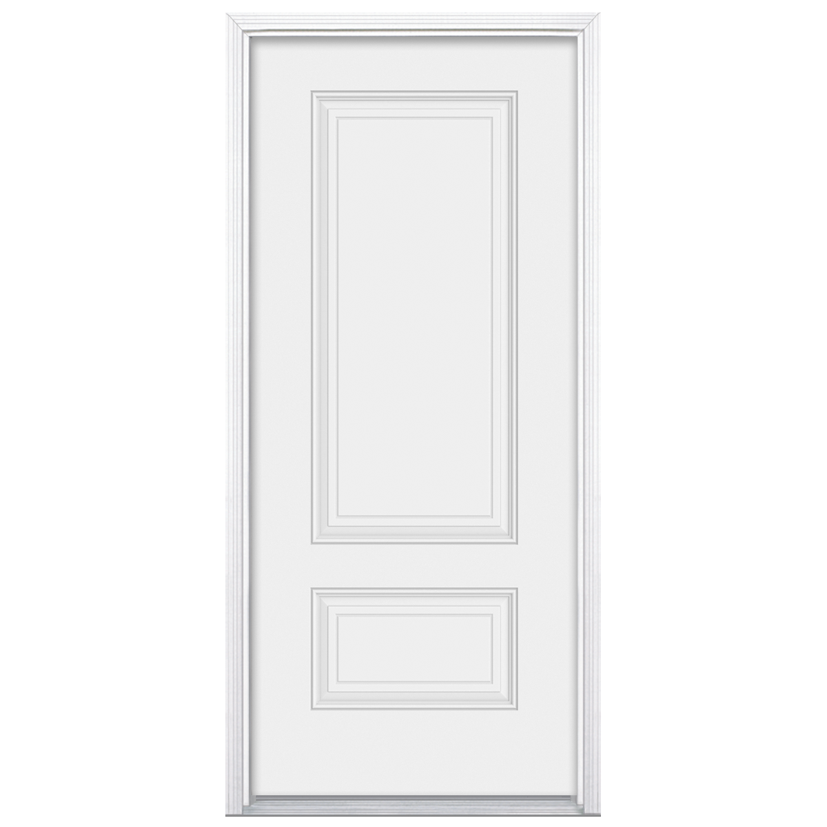 2-Panel Smooth Fiberglass Prehung Exterior Door with 3/4 Top Panel