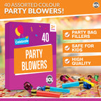Party Blowers Kids Birthday Loot Bag Filler Horn Blowouts Noise Whistles Toy | 40 Pack
