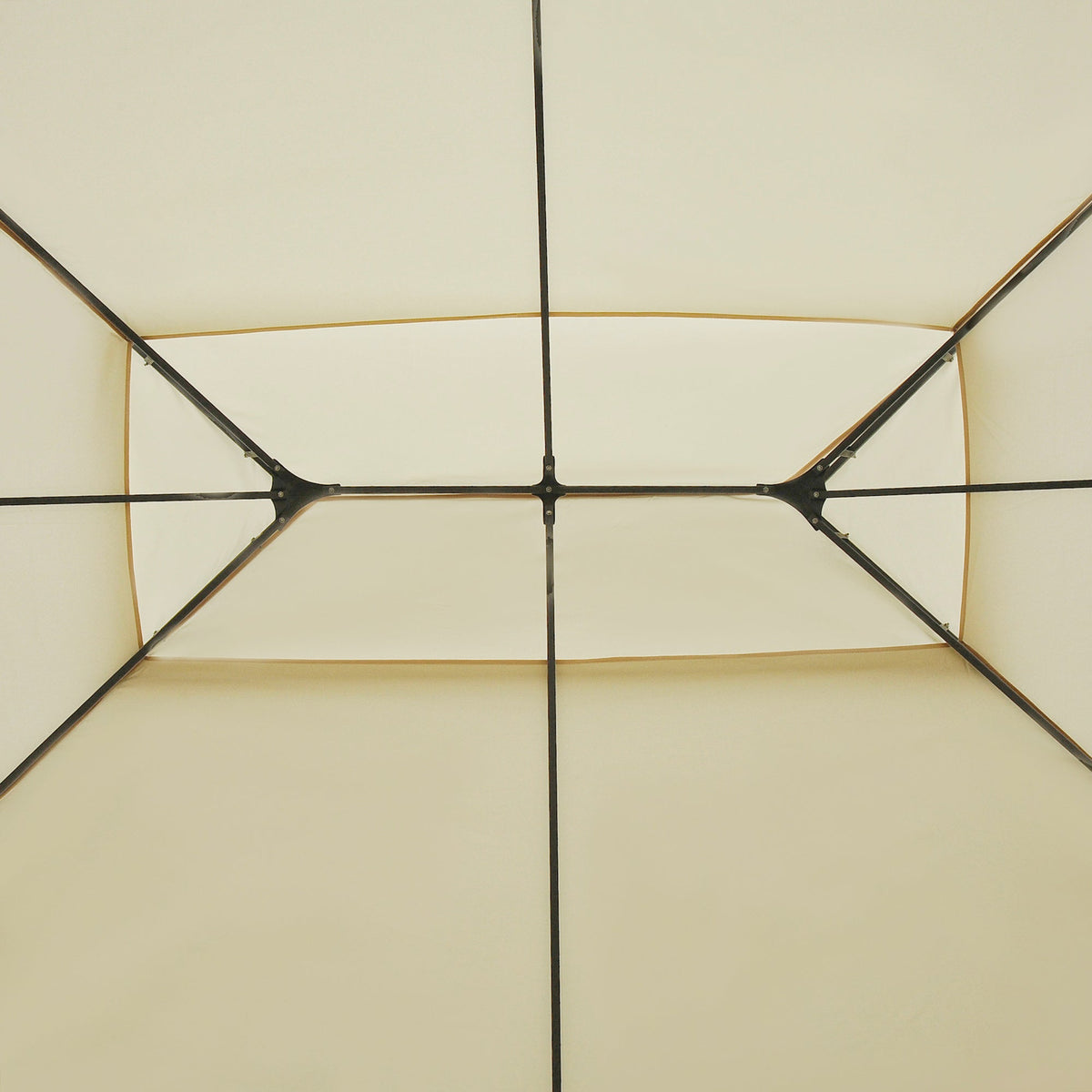 4 x 3m Garden Gazebo with Double Roof & Curtains, Beige