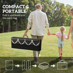 9' x 18' Reversible Outdoor Rug Waterproof Plastic Straw with Carry Bag Black & White Lantern