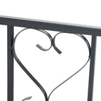 81" Metal Garden Arbor with Double Doors, Locking Gate, Vine Frame & Heart Motifs, Grey