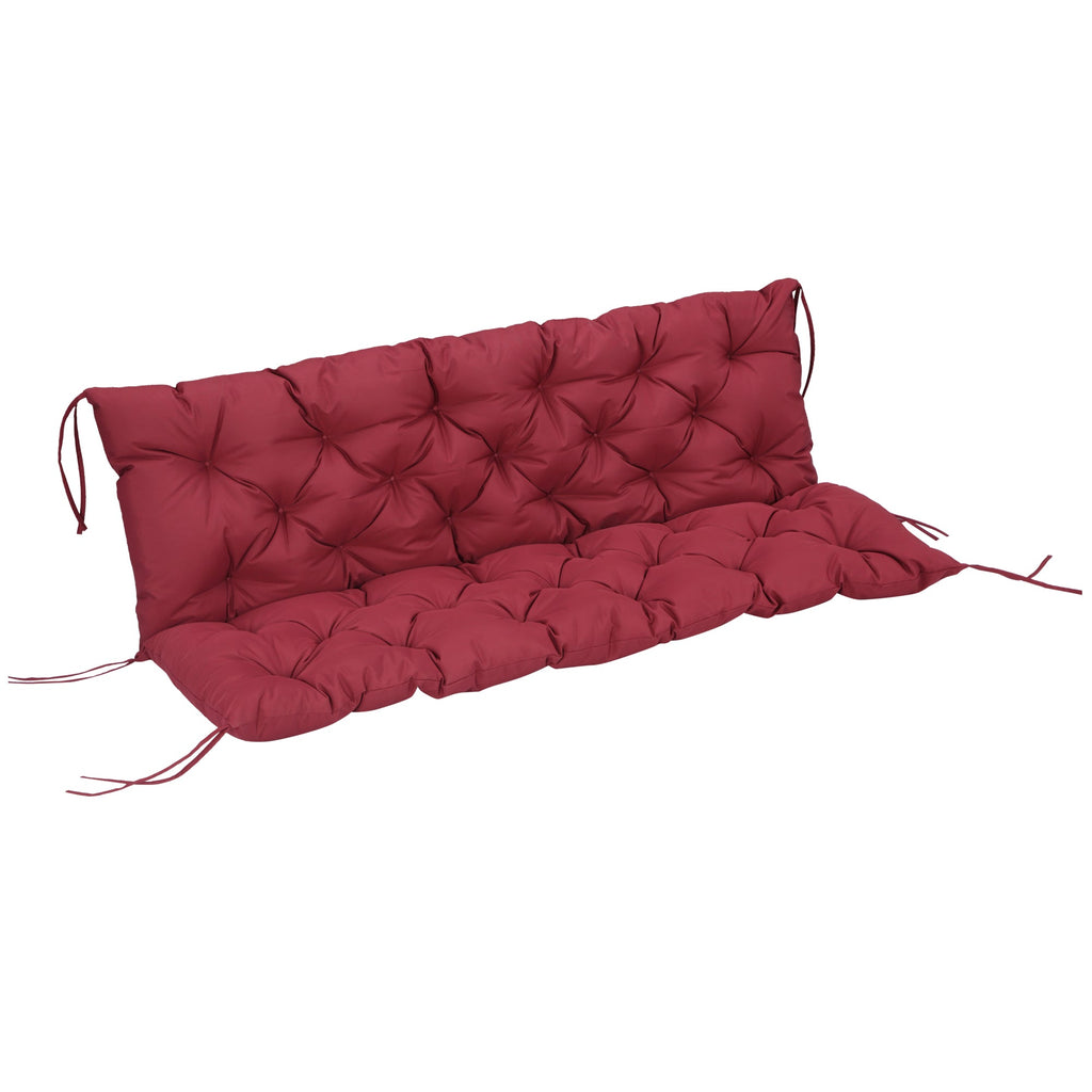 59"x38" Tufted Bench Cushion for 3-Seater Outdoor Furniture, Wine Red