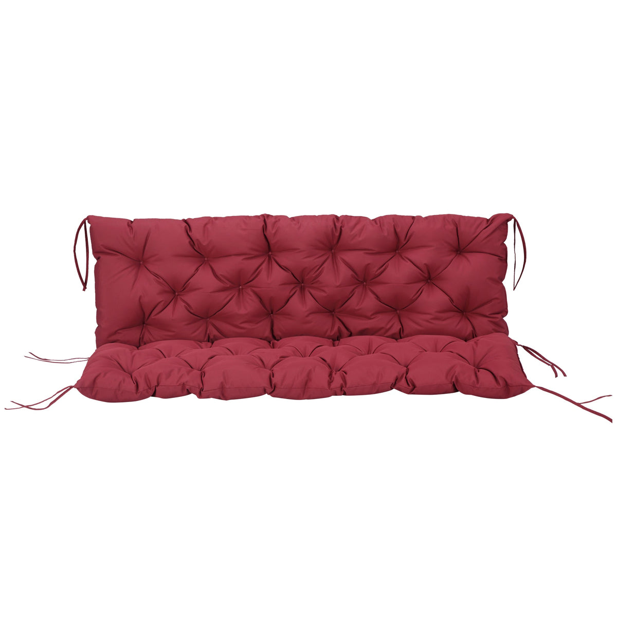 59"x38" Tufted Bench Cushion for 3-Seater Outdoor Furniture, Wine Red