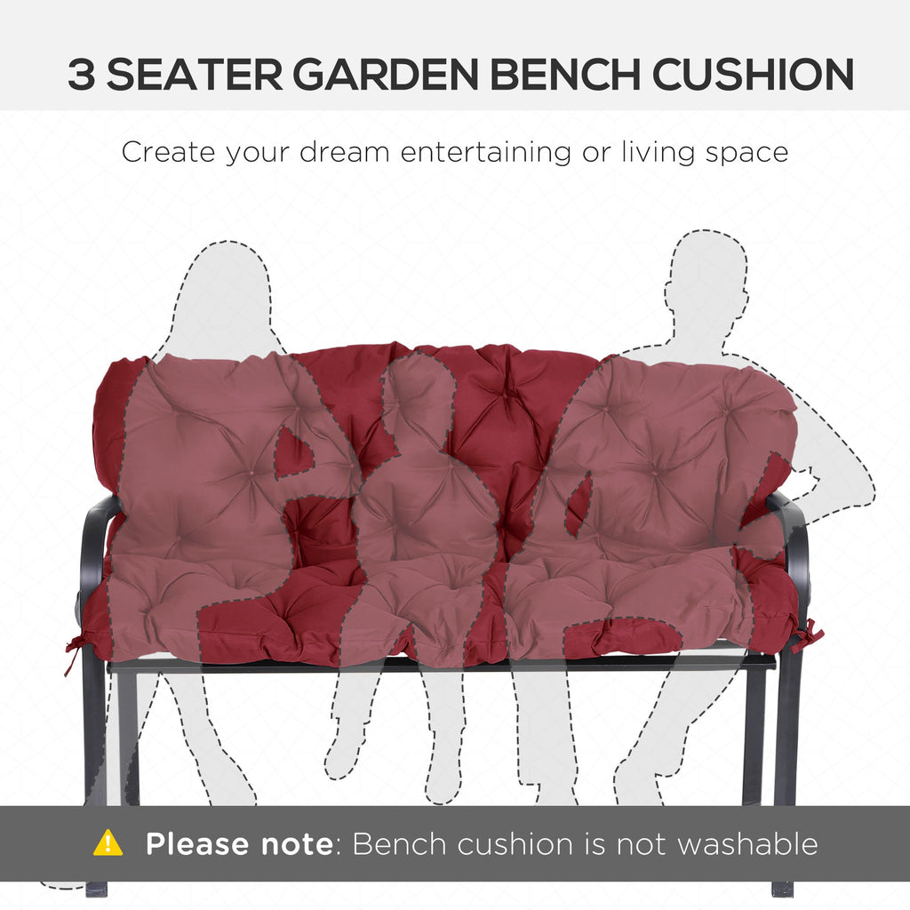 59"x38" Tufted Bench Cushion for 3-Seater Outdoor Furniture, Wine Red