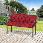 59"x38" Tufted Bench Cushion for 3-Seater Outdoor Furniture, Wine Red