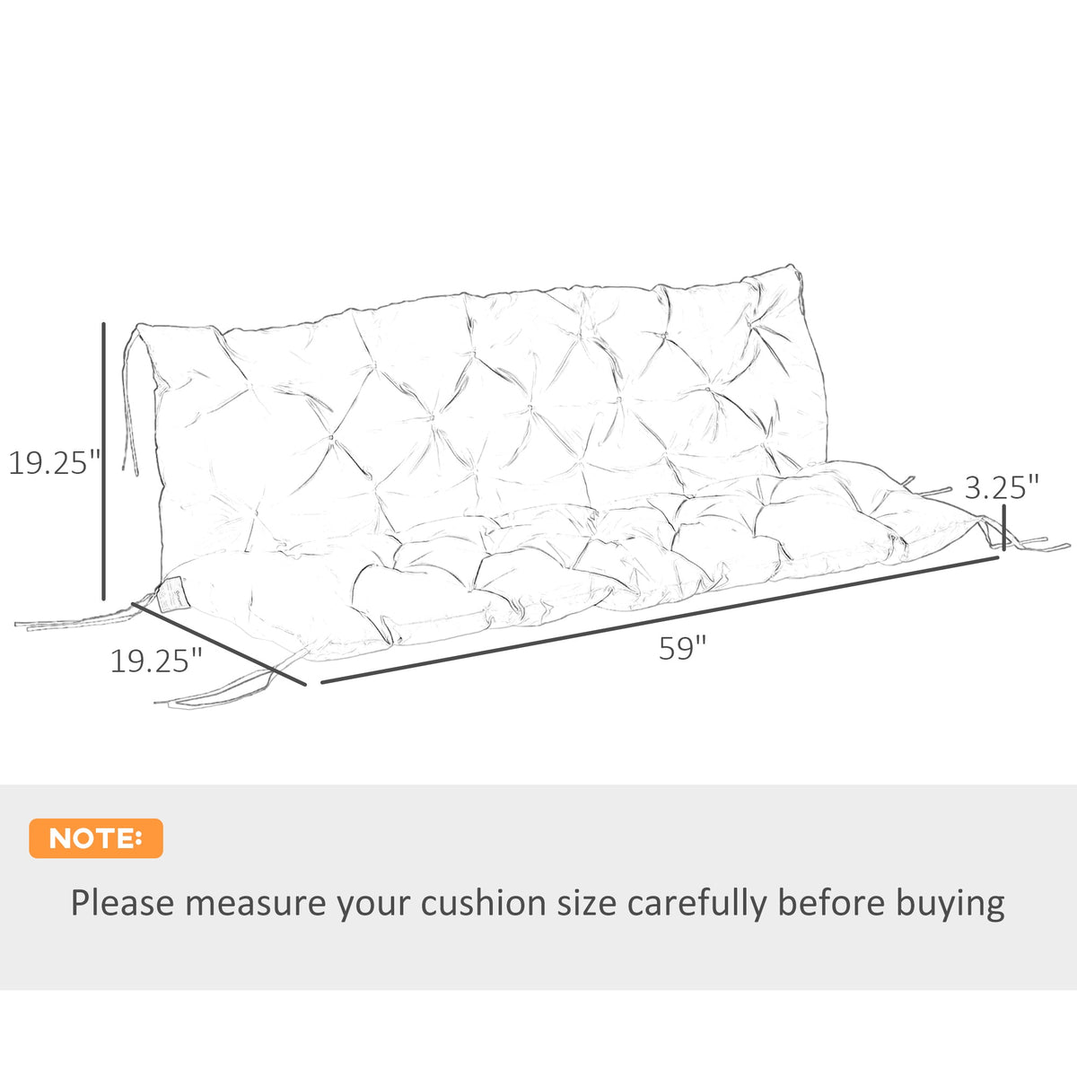 59"x38" Tufted Bench Cushion for 3-Seater Outdoor Furniture, Wine Red