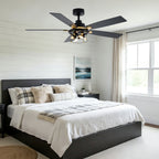 Industrial 52 Inch Gold/Black Caged Ceiling Fan with Light Quiet Reversible DC Motor with 6 Speed Remote Control Ceiling Fan 5 Blades Ceiling Fan Suit for Kitchen Bedroom Living Room