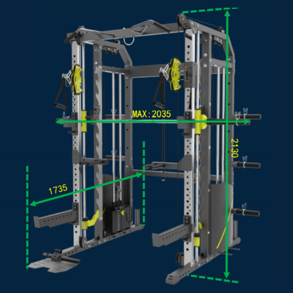 Rapid Motion FT1008 Commercial Smith Machine Power Rack and Functional Trainer 3 in 1