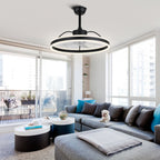 24 Inch Black/Gold/White/Coffee Modern Smart LED Ceiling Fan with Light and Remote, 6 Speeds DC Motor Fandelier Ceiling Fan