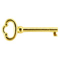 A gold-colored plain skeleton key with a circular head and a shaft.