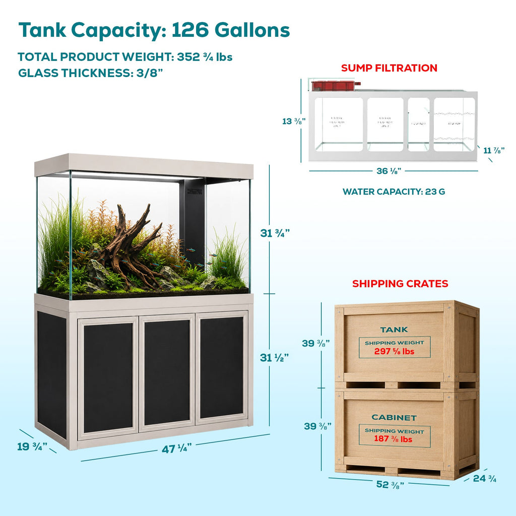 Aqua Dream 145 Gallon Tempered Glass Aquarium Silver Edition