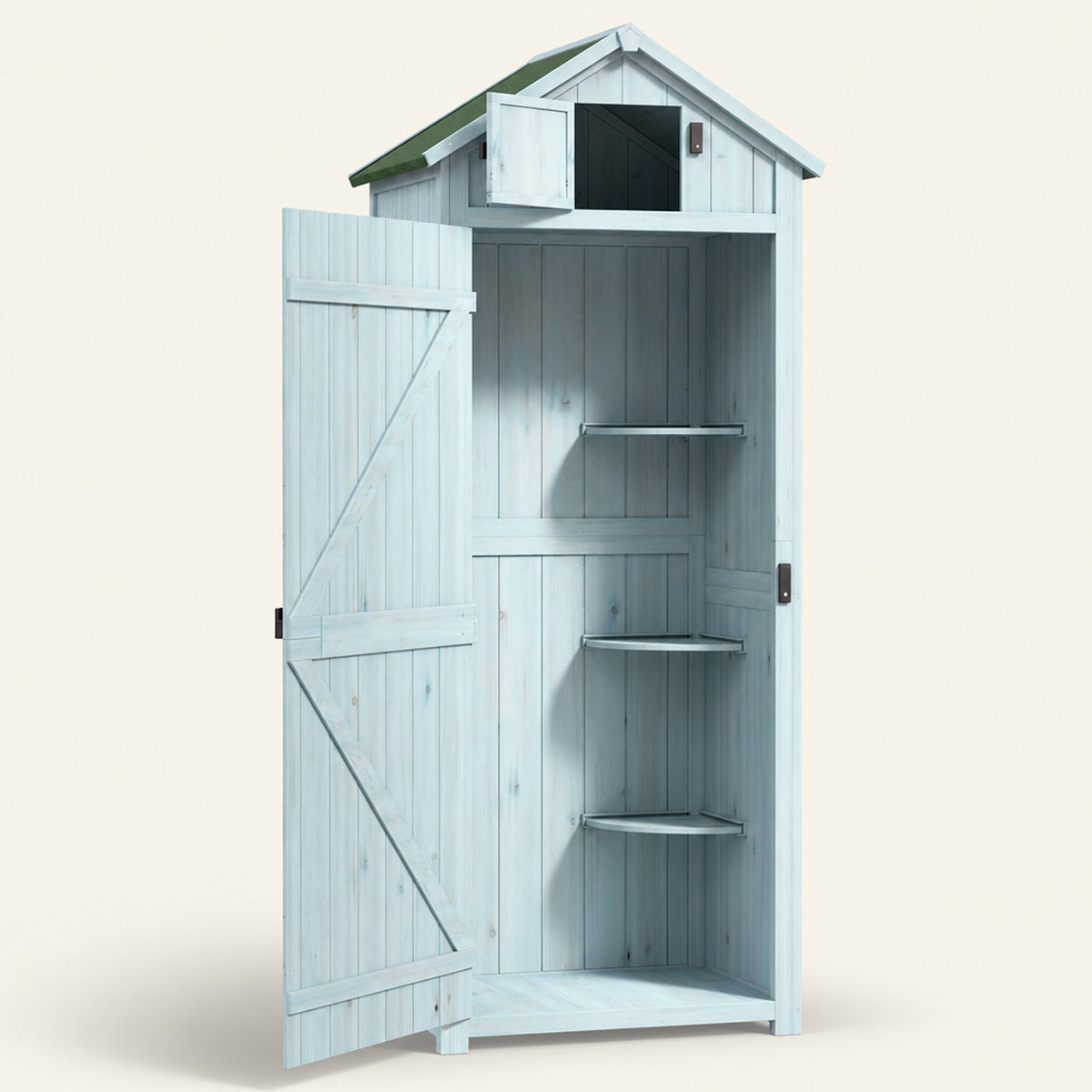 ROWAN Weatherproof Garden Storage Shed with Shelves & Roof