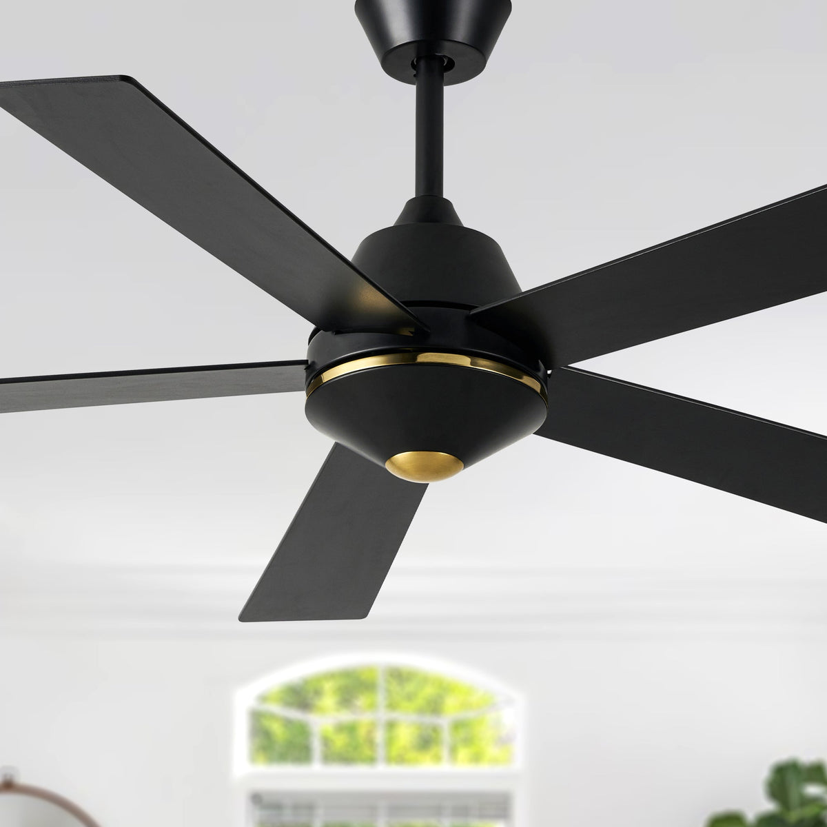 52 Inch Black Modern Ceiling Fan with Remote Control, 6 Speeds DC Motor 5-Blade Reversible Ceiling Fan for Living Room
