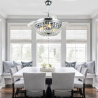 42 Inch Chrome Modern Glam Crystal Retractable Ceiling Fan with Lights and Remote Control, 6 Speeds DC Motor Fandelier Ceiling Fan