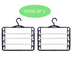 2 x 4-Tiers Trouser Pants Hanger Clothes Ties Rack Non-Slip Space Saving Organiser