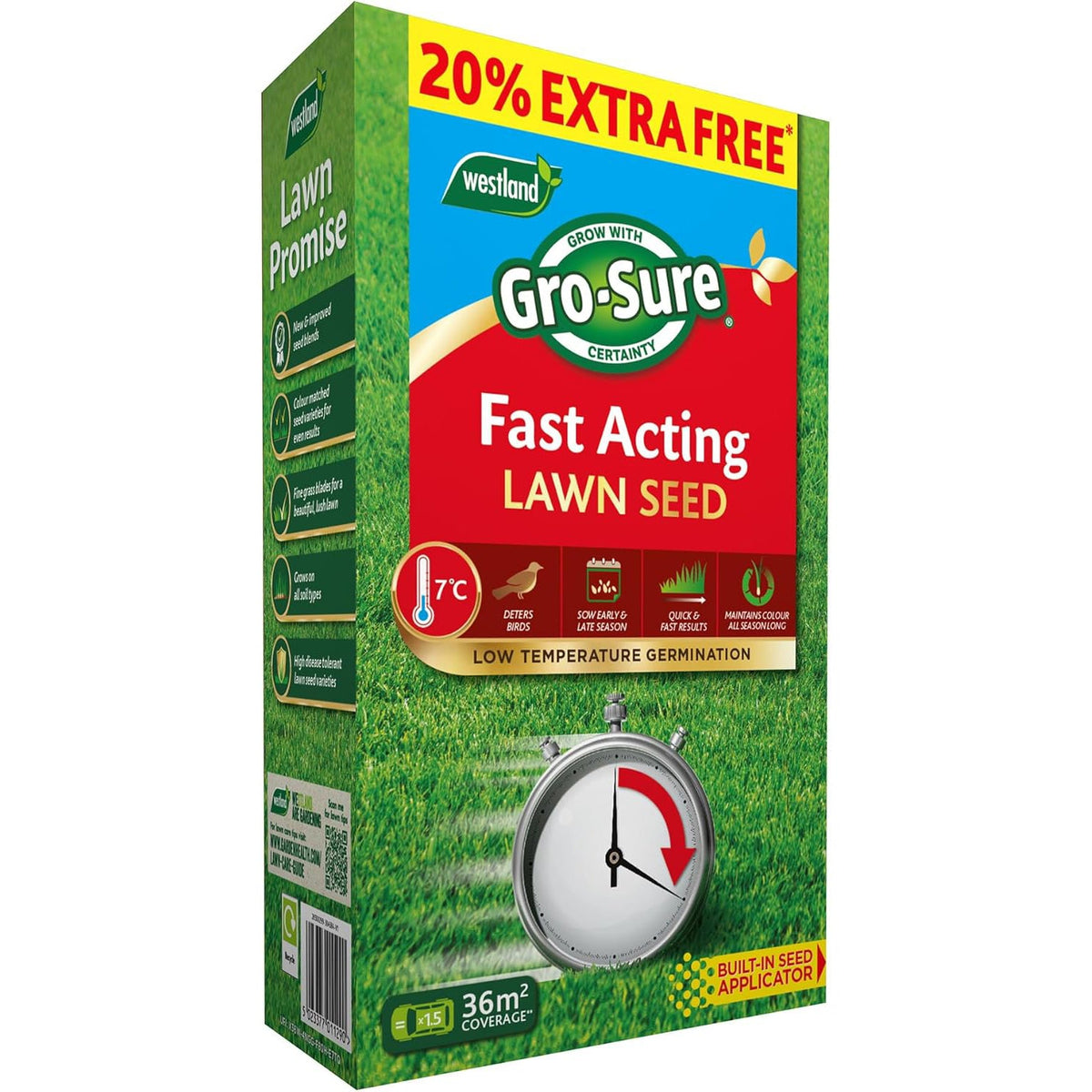 Westland Gro-Sure Fast Acting Lawn Seed 30m2 + 20% Extra Free Box