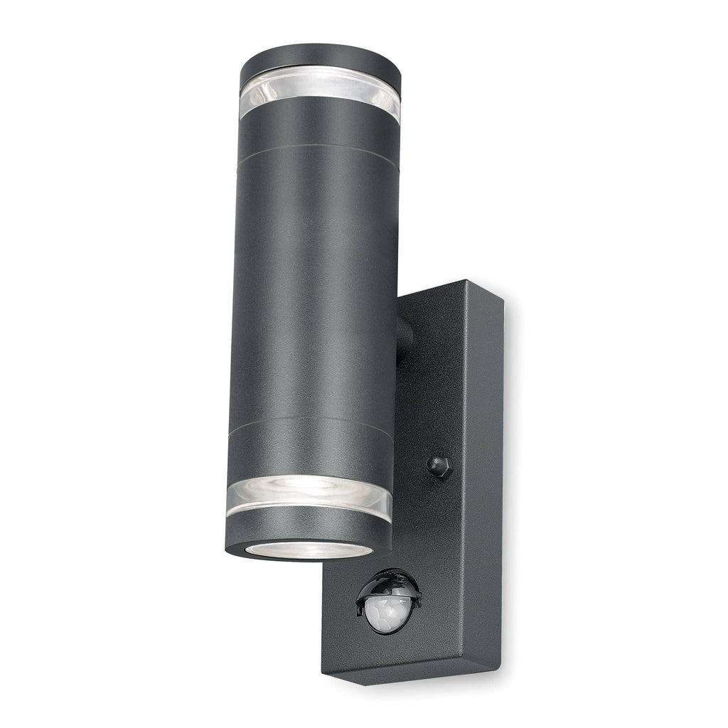 4lite Marinus GU10 Bi-Directional Outdoor Wall Light with PIR - Anthracite - Maplin
