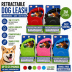 Retractable Dog Leash 3M 11.5FT Lockable Lead Choose Your Colour