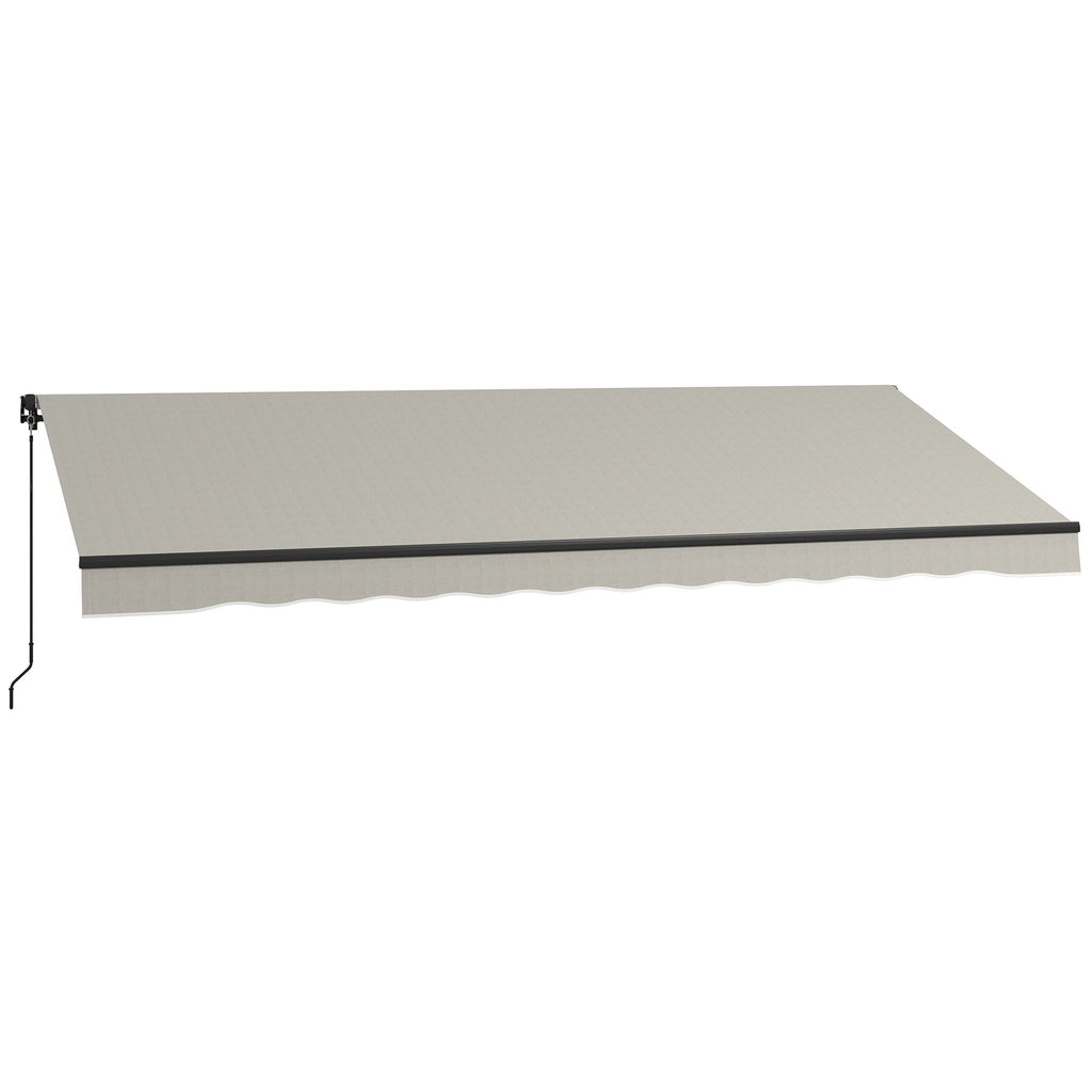 15' x 10' Retractable Awning with Manual Crank, 280gsm UV Resistant Fabric and Aluminum Frame, Light Grey
