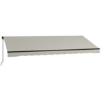 15' x 10' Retractable Awning with Manual Crank, 280gsm UV Resistant Fabric and Aluminum Frame, Light Grey