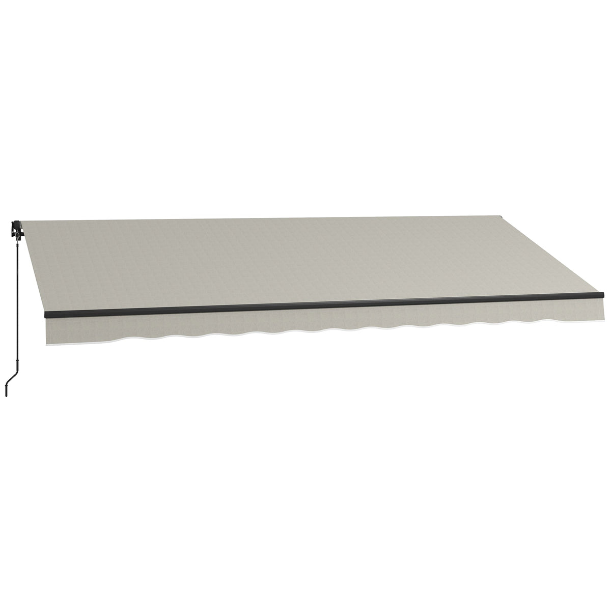 15' x 10' Retractable Awning with Manual Crank, 280gsm UV Resistant Fabric and Aluminum Frame, Light Grey