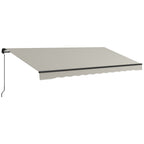 15' x 10' Retractable Awning with Manual Crank, 280gsm UV Resistant Fabric and Aluminum Frame, Light Grey