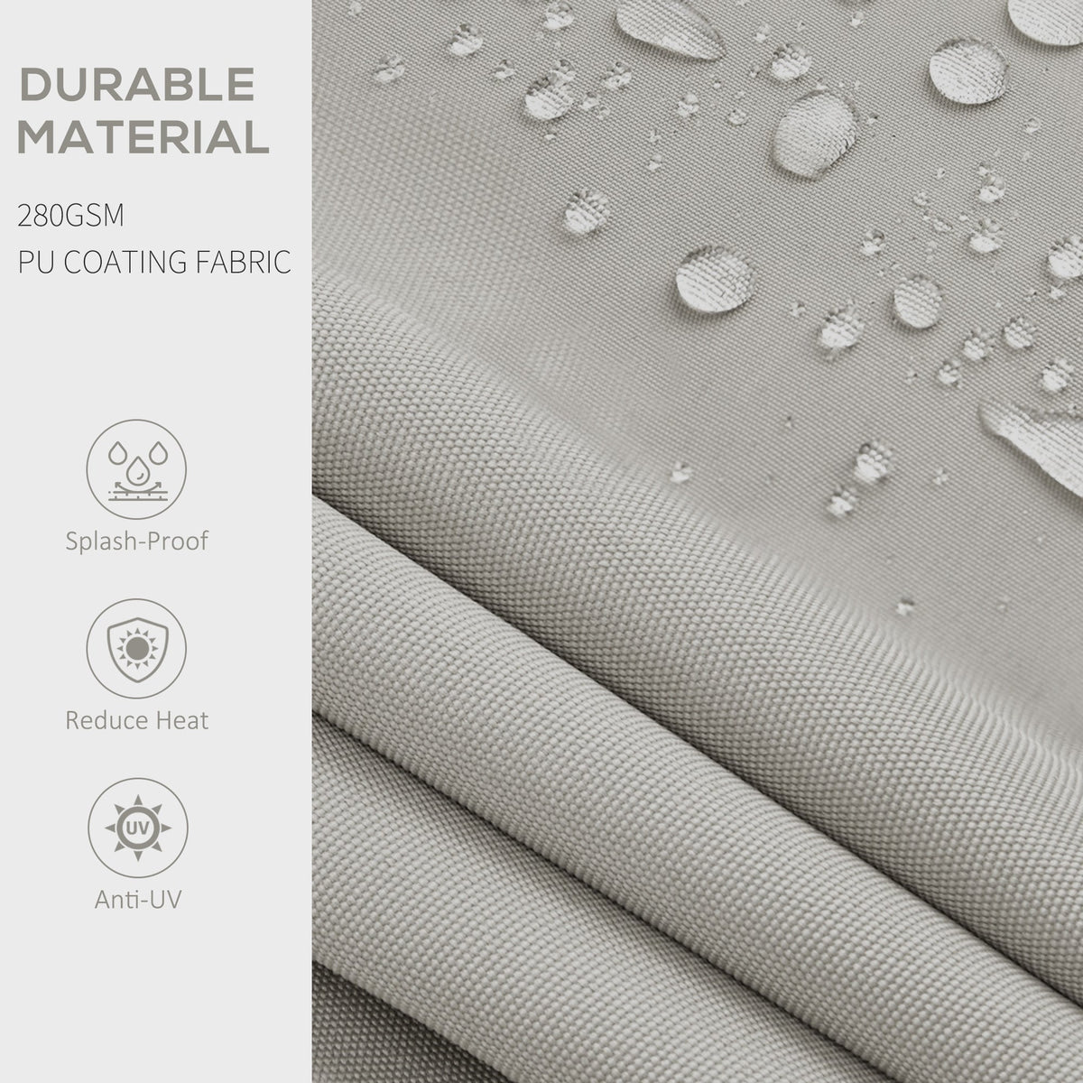 15' x 10' Retractable Awning with Manual Crank, 280gsm UV Resistant Fabric and Aluminum Frame, Light Grey