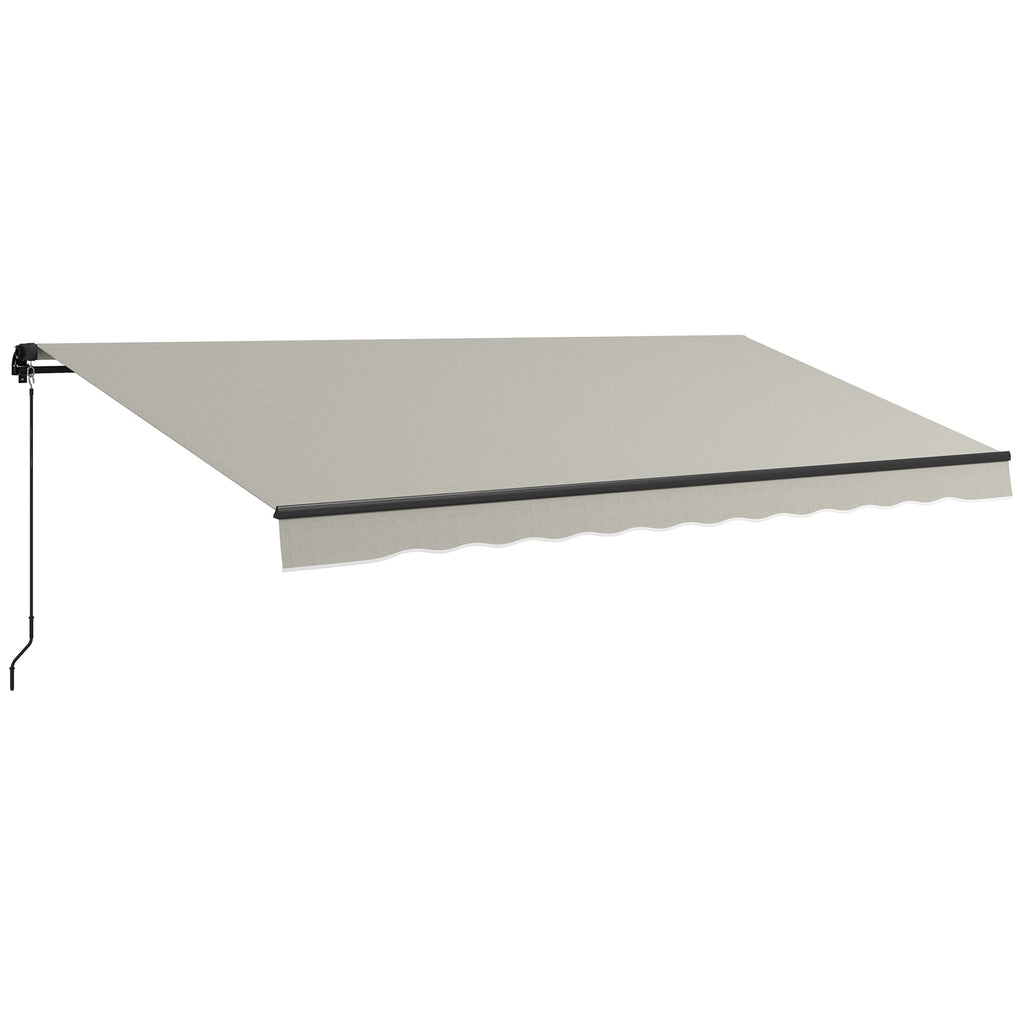 15' x 10' Retractable Awning with Manual Crank, 280gsm UV Resistant Fabric and Aluminum Frame, Light Grey