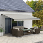 15' x 10' Retractable Awning with Manual Crank, 280gsm UV Resistant Fabric and Aluminum Frame, Light Grey