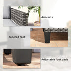 2 Seater Rattan Garden Sofa with Cushions & Armrests, Dark Grey