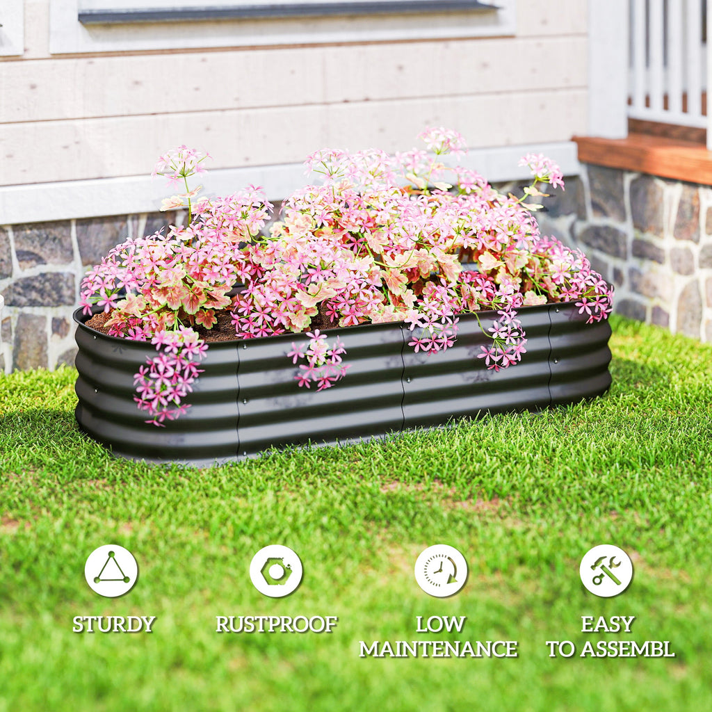 5' x 2' x 1' Galvanized Raised Garden Bed Kit, Dark Gray