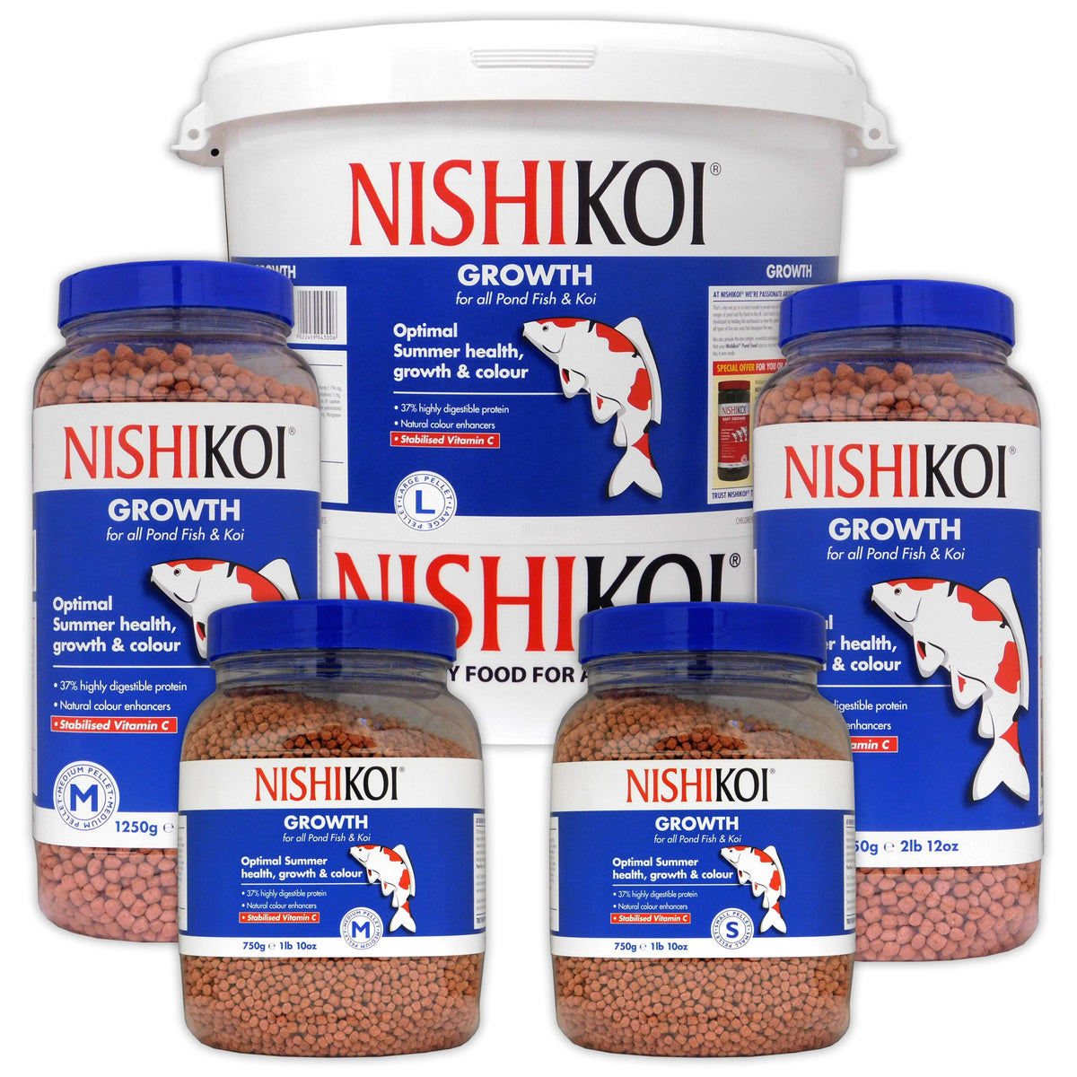 Nishikoi Medium Growth Pellets - 37% Protein Fish Food