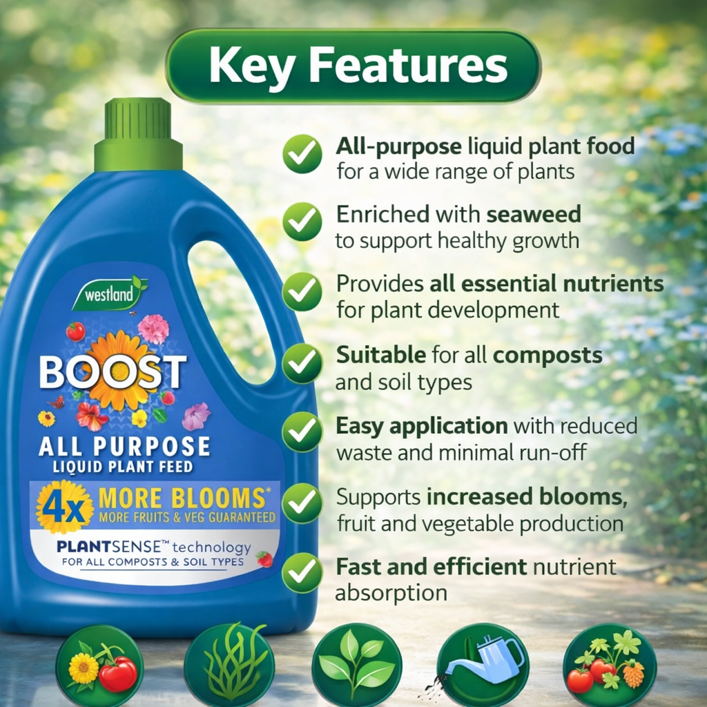 Westland Boost All Purpose Liquid Plant Feed for Healthy Growth 3 Litre