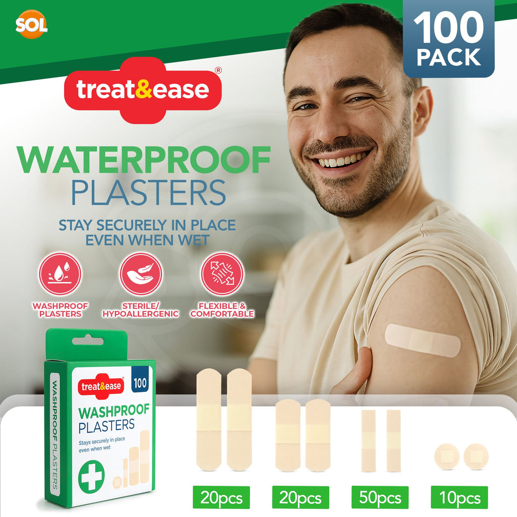 100pk Assorted Waterproof Adhesive Plasters Breathable First Aid Healing Bandage
