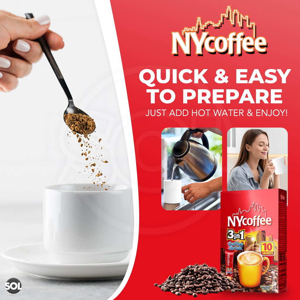 Instant Coffee Sachets 3 in 1 White with Sugar | Bulk Pack 100