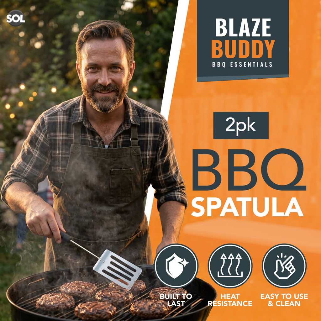Stainless Steel BBQ Spatula | Grill Burger Flipper Outdoor Tool | 2 Pack