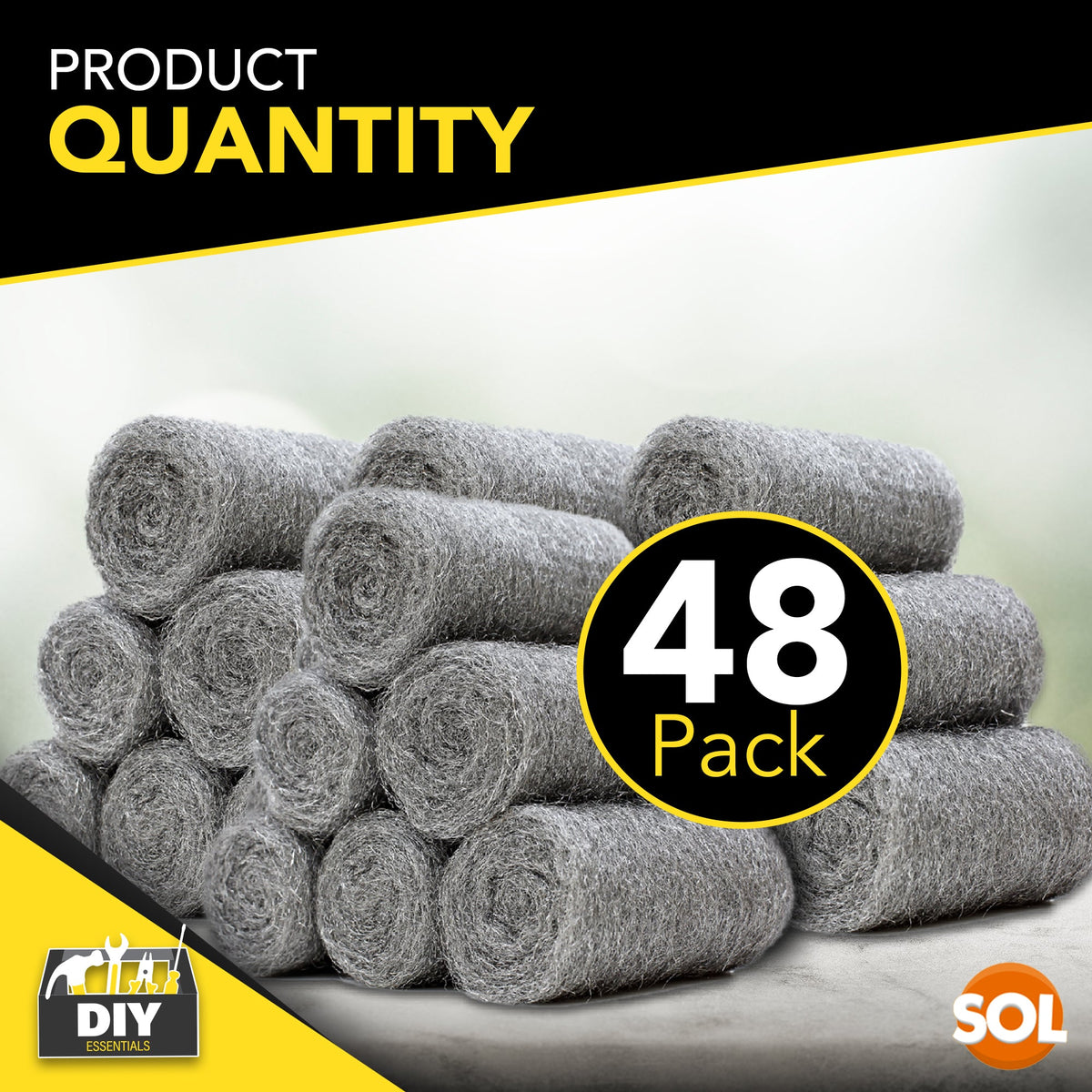 Steel Wool Pads Fine Grade 0 | Multipurpose Metal Scourers | 48 Pack