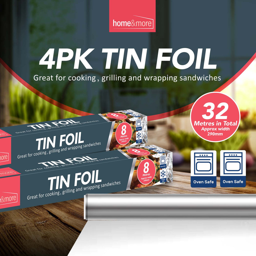 Tin Foil 8m x 29cm Non-Stick Aluminium | Wrapping BBQ | 12 Pack