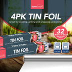 Tin Foil 8m x 29cm Non-Stick Aluminium | Wrapping BBQ | 12 Pack