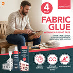 Fabric Glue 50ml | Strong Adhesive Tape Measure Crafts | 4 Pack