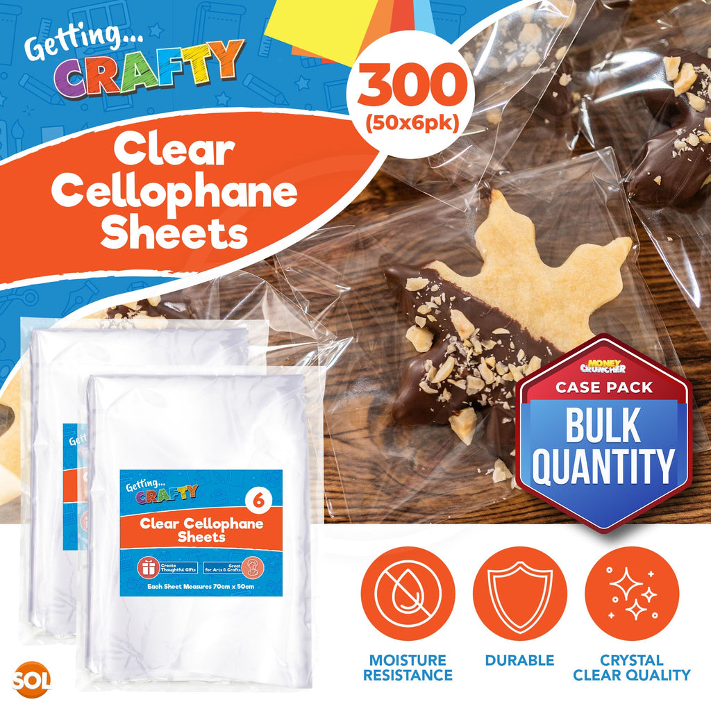 Clear Cellophane Wrap 50x70cm | Hampers Flower Gift Plastic | 300 Pack