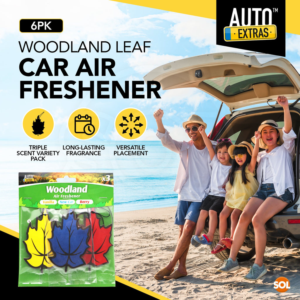 Woodland Leaf Car Air Fresheners | Vanilla Berry New Car Smell | 6 Pack