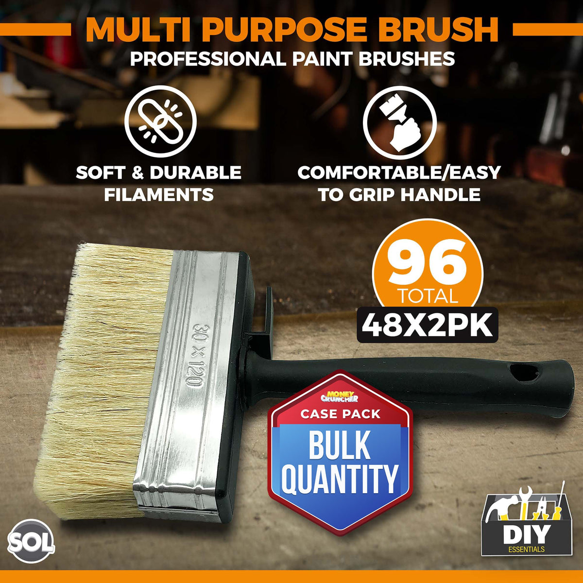 Bulk Fence Paint Brushes | Block Set Decking Shed Masonry | 96 Pack