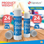 Glue Sticks Multipack | Washable Non-Toxic 9g & 21g | 48 Pack