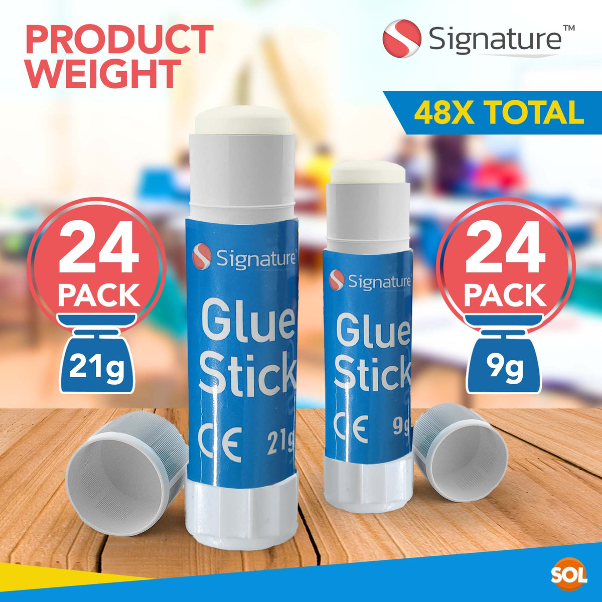 Glue Sticks Multipack | Washable Non-Toxic 9g & 21g | 48 Pack