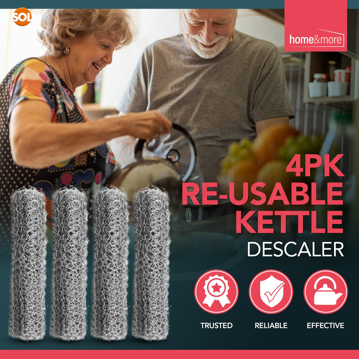 Kettle Descaler Balls Stainless Steel Mesh Limescale Remover | 4 Pack